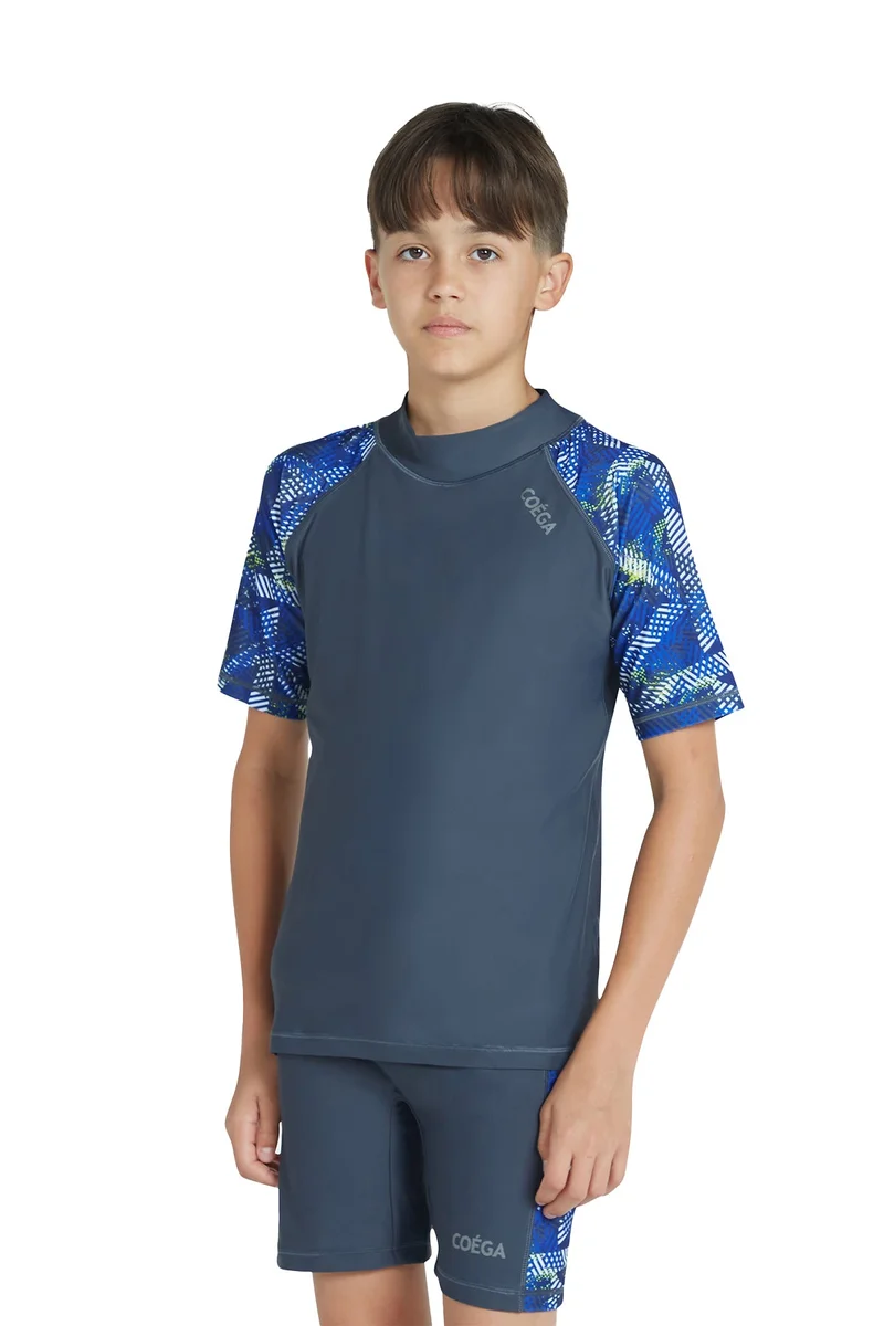 COEGA  Boys Youth Two-piece Swimsuit - Grey Blue Stripes